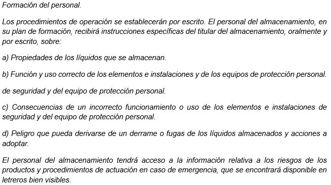 Formación para el personal de un Almacenamiento de Producto Químico (APQ) 3