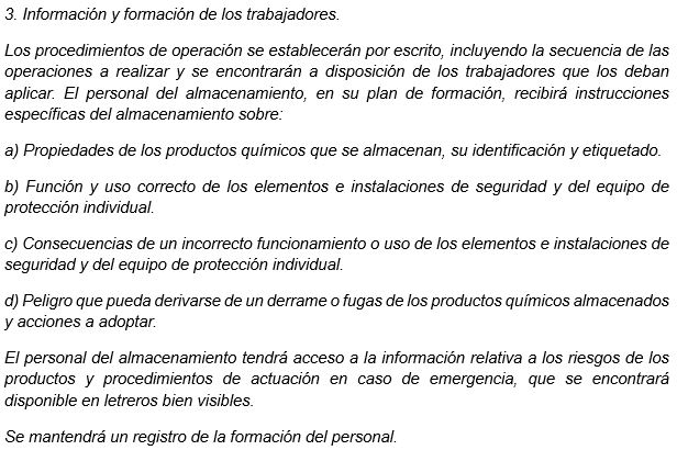 Formación para el personal de un Almacenamiento de Producto Químico (APQ) 4